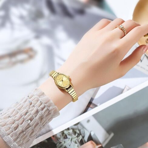 BOFAN Small Gold Watches for Women Easy Read Ladies Quartz Wrist Watches with Gold Silver Stainless Steel Expansion Band,Waterproof.（6.10in-6.89in） in Saudi Arabia
