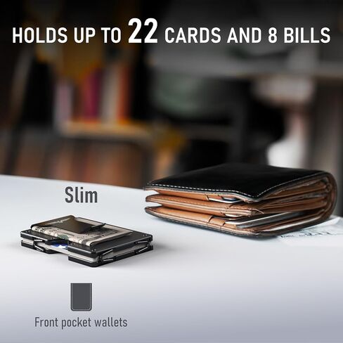 Lenvoten Credit Card Holder & Money Clip Wallets for Men-Slim RFID Blocking Men's Wallet Business Card Holder Mens Gifts Ideas (Carbon Fiber) in Saudi Arabia