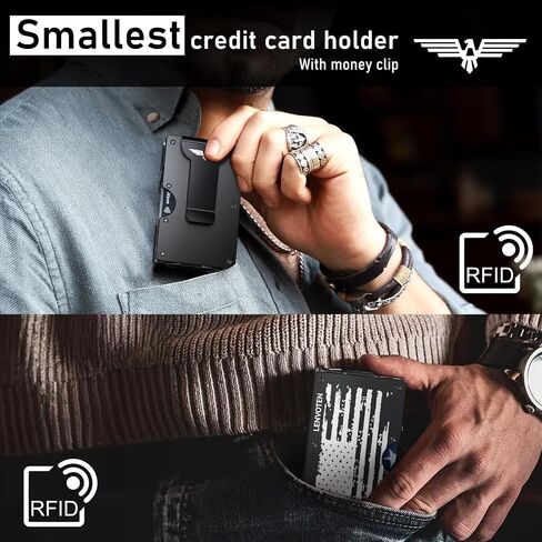 Lenvoten Credit Card Holder & Money Clip Wallets for Men-Slim RFID Blocking Men's Wallet Business Card Holder Mens Gifts Ideas (Carbon Fiber) in Saudi Arabia