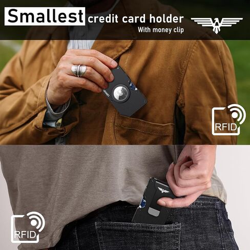 Lenvoten Credit Card Holder & Money Clip Wallets for Men-Slim RFID Blocking Men's Wallet Business Card Holder Mens Gifts Ideas (Carbon Fiber) in Saudi Arabia