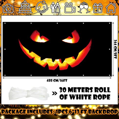 Halloween Garage Door Banner Pumpkin Large Hanging Backdrop Garage Door Cover Halloween Garage Wall Decorations for Outdoor Indoor Holiday Halloween Party Wall Home Window Yard (8 x 16 ft) in Saudi Arabia