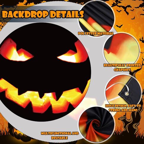 Halloween Garage Door Banner Pumpkin Large Hanging Backdrop Garage Door Cover Halloween Garage Wall Decorations for Outdoor Indoor Holiday Halloween Party Wall Home Window Yard (8 x 16 ft) in Saudi Arabia