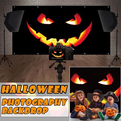 Halloween Garage Door Banner Pumpkin Large Hanging Backdrop Garage Door Cover Halloween Garage Wall Decorations for Outdoor Indoor Holiday Halloween Party Wall Home Window Yard (8 x 16 ft) in Saudi Arabia