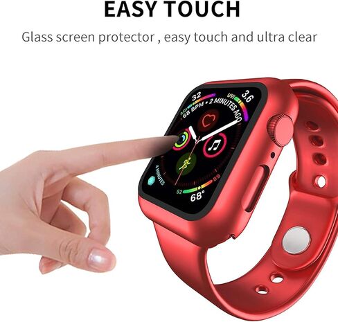 Smiling Case Compatible with Apple Watch Series 6/SE/Series 5/Series 4 44mm with Built in Tempered Glass Screen Protector,Overall Protective Hard PC Case Ultra-Thin Cover- Red in Kuwait