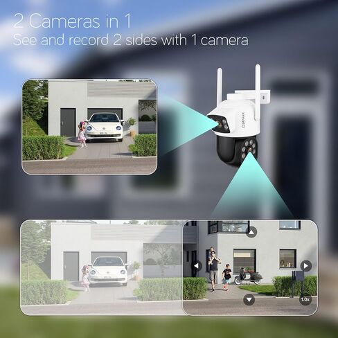 [كاميرا WiFi 6 مزدوجة العدسات] XMARTO 2 في 1 HD WiFi Home Security Camera مع تتبع الذكاء الاصطناعي، تكبير/تصغير قابل للإمالة، نطاق مزدوج 5G/ 2.4G، إعداد بلوتوث سهل in Kuwait