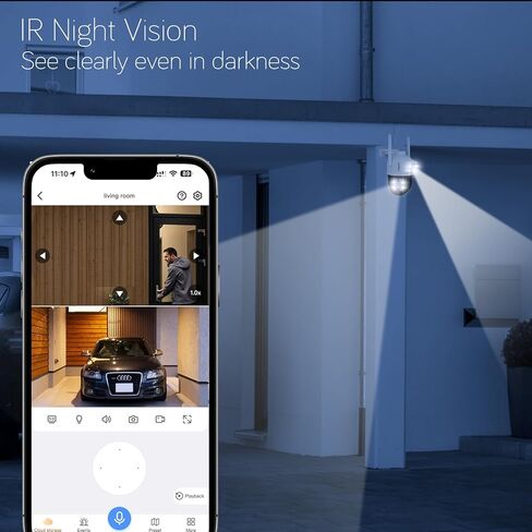 [كاميرا WiFi 6 مزدوجة العدسات] XMARTO 2 في 1 HD WiFi Home Security Camera مع تتبع الذكاء الاصطناعي، تكبير/تصغير قابل للإمالة، نطاق مزدوج 5G/ 2.4G، إعداد بلوتوث سهل in Kuwait