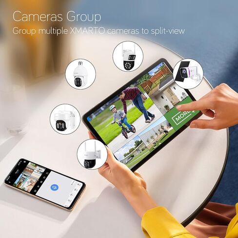 [كاميرا WiFi 6 مزدوجة العدسات] XMARTO 2 في 1 HD WiFi Home Security Camera مع تتبع الذكاء الاصطناعي، تكبير/تصغير قابل للإمالة، نطاق مزدوج 5G/ 2.4G، إعداد بلوتوث سهل in Kuwait