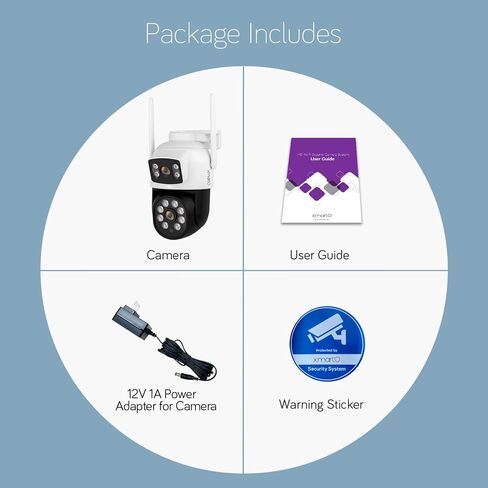 [كاميرا WiFi 6 مزدوجة العدسات] XMARTO 2 في 1 HD WiFi Home Security Camera مع تتبع الذكاء الاصطناعي، تكبير/تصغير قابل للإمالة، نطاق مزدوج 5G/ 2.4G، إعداد بلوتوث سهل in Kuwait