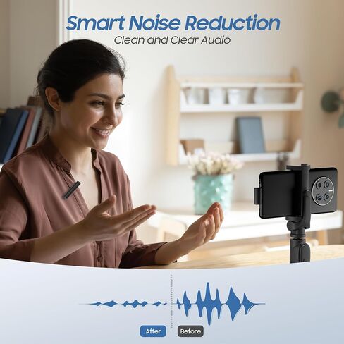 EACHWELL Wireless lavalier Microphone for iPhone iPad，Wireless Clip on Microphones，Wireless Lapel Mic for Video Recording,tiktok in Kuwait