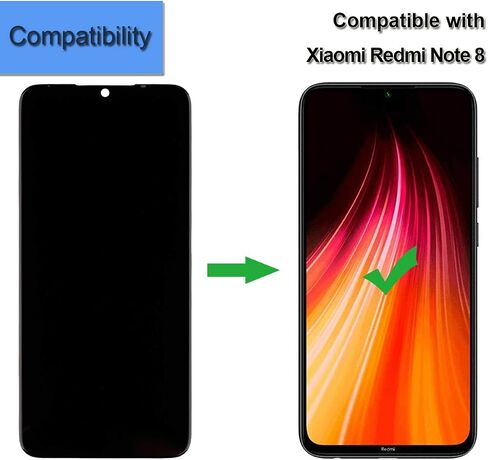 شاشة LCD متوافقة مع Xiaomi Redmi Note 8 M1908C3JH M1908C3JG M1908C3JI مجموعة شاشة LCD تعمل باللمس مع أدوات (أسود) in Saudi Arabia