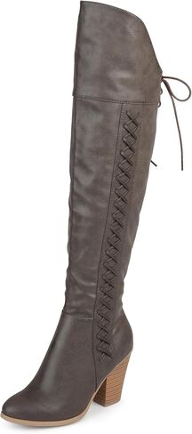 Journee Collection Womens Regular and Wide Calf Faux Lace-up Distressed Over-the-knee Boots in Kuwait