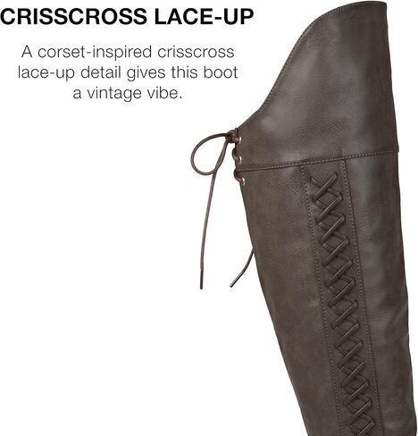 Journee Collection Womens Regular and Wide Calf Faux Lace-up Distressed Over-the-knee Boots in Kuwait