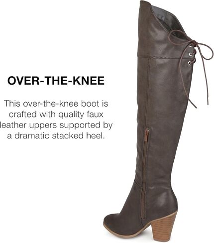 Journee Collection Womens Regular and Wide Calf Faux Lace-up Distressed Over-the-knee Boots in Kuwait