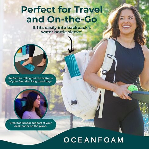 Purple Marbled Ripple Roller - Ergonomic Textured Myofascial Back Muscle Massage Foam Roller - Yoga, Athletics, Body Stiffness Stretching Excercises Compact Balance Trainer - Travel Size in Kuwait