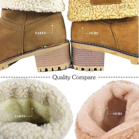 VIMISAOI Mid calf Winter Boots for Women Warm Ankle Snow Chunky Heel Boots | Faux Suede·2.36'' Block Heel·Slip on·Rounded Toe·Outdoor Shoes-8 Colors,Office to Date in Saudi Arabia
