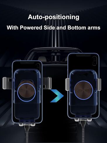 15W Auto-Positioning Qi Wireless Charging Car Holder with Telescopic Mount and Air Vent Clamp - Compatible with Qi Enabled iPhone and Android Models, Black (SVM-101) in Saudi Arabia