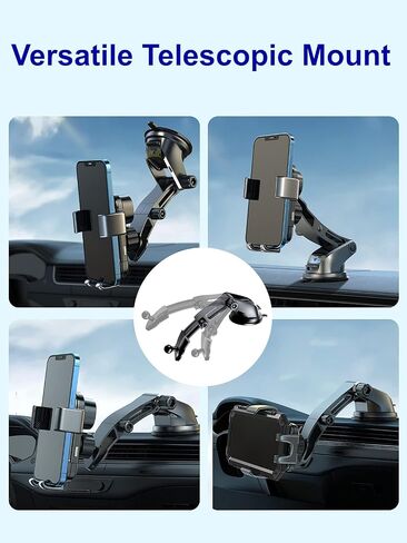 15W Auto-Positioning Qi Wireless Charging Car Holder with Telescopic Mount and Air Vent Clamp - Compatible with Qi Enabled iPhone and Android Models, Black (SVM-101) in Saudi Arabia