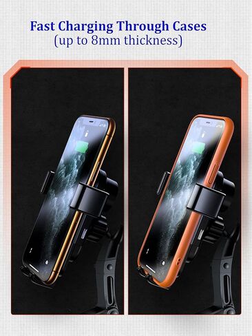 15W Auto-Positioning Qi Wireless Charging Car Holder with Telescopic Mount and Air Vent Clamp - Compatible with Qi Enabled iPhone and Android Models, Black (SVM-101) in Saudi Arabia