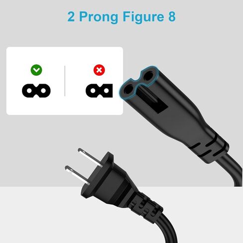 10FT TV Power Cord Replacement for Samsung LG TCL Sony Apple Hisense Toshiba Sharp Panasonic 2 Prong Power Cable Replacement in Saudi Arabia