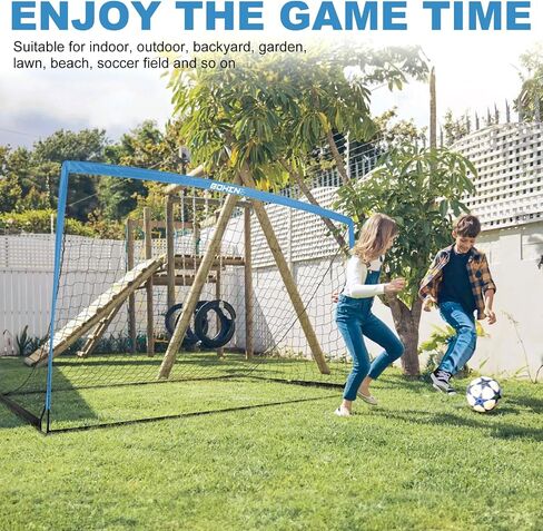 BOHEN 12x6FT Iron Portable Soccer Goal for Kids Backyard with Carry Bag - Fun for Outdoor Indoor Training Games for Children Youth Adult, for Easy Storage and Transportation(Grey Blue, 1 Piece) in Saudi Arabia