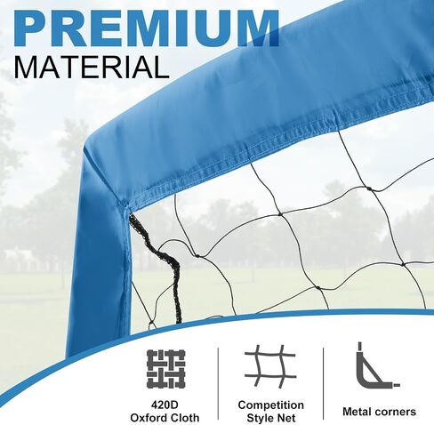 BOHEN 12x6FT Iron Portable Soccer Goal for Kids Backyard with Carry Bag - Fun for Outdoor Indoor Training Games for Children Youth Adult, for Easy Storage and Transportation(Grey Blue, 1 Piece) in Saudi Arabia