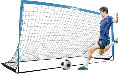 BOHEN 12x6FT Iron Portable Soccer Goal for Kids Backyard with Carry Bag - Fun for Outdoor Indoor Training Games for Children Youth Adult, for Easy Storage and Transportation(Grey Blue, 1 Piece) in Saudi Arabia