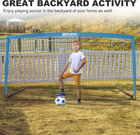BOHEN 12x6FT Iron Portable Soccer Goal for Kids Backyard with Carry Bag - Fun for Outdoor Indoor Training Games for Children Youth Adult, for Easy Storage and Transportation(Grey Blue, 1 Piece) in Saudi Arabia