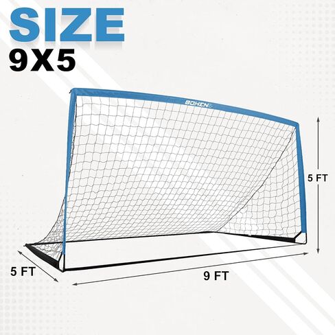 BOHEN 12x6FT Iron Portable Soccer Goal for Kids Backyard with Carry Bag - Fun for Outdoor Indoor Training Games for Children Youth Adult, for Easy Storage and Transportation(Grey Blue, 1 Piece) in Saudi Arabia