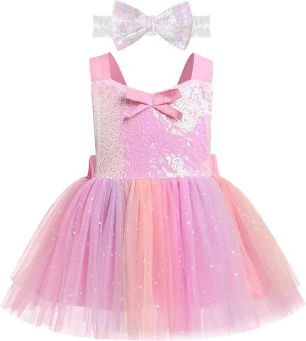 ODASDO Newborn Infant Baby Girls Tutu Romper Dress with Bowknot Headband First Birthday Party Cake Smash Outfit in Saudi Arabia