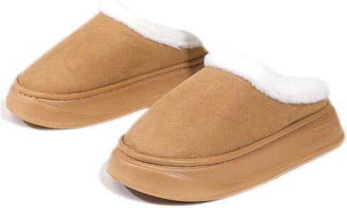 Harssidanzar Women's Platform Mini Boots Slippers for Women Suede Short Ankle Indoor Slippers Slip on Fur Fleece Lined HL210US in Saudi Arabia