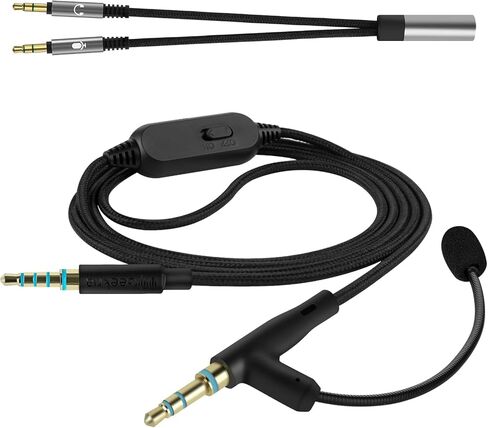 كابل سماعات الرأس Geekria Boom Mic متوافق مع Skullcandy Hesh3 Hesh2 Riff2، سلك بديل مجدول من النايلون مقاس 3.5 مم مع ميكروفون بوم وتحكم في مستوى الصوت/كتم الصوت للألعاب والاجتماعات (5.6 قدم) in Saudi Arabia