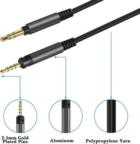 كابل صوت لـ Sennheiser HD 620S، HD 599SE، HD 599، HD 598، HD 598SE، HD 598SR، HD 579، HD 569، HD 560S، HD 559، HD 558، HD400PRO، سلك Aux بديل 2.5 مم إلى 3.5 مم (5.6 قدم/1.7 م) in Saudi Arabia