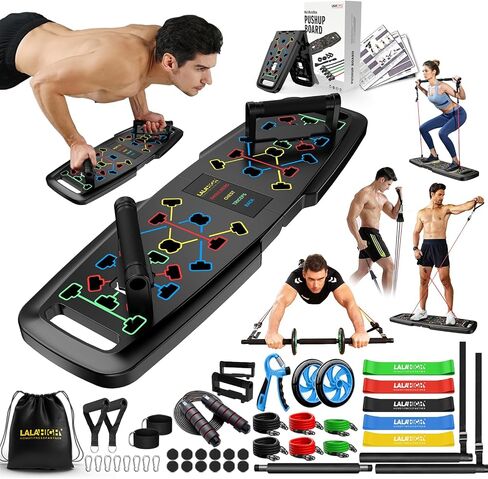 Ultimate Home Gym,Portable Exercise Equipment with Push Up Board,Pilates Bar & 25 Fitness Accessories, Resistance Bands & Ab Roller Wheel,Full Body Workout at Home in Saudi Arabia