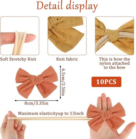 Lusofie Baby Girls Headbands Hair Bows,Handmade Elastic Baby Girl Bows and Headbands,Cotton Linen Hairbands Hair Accessories for Newborn Infant Toddlers Little Girl and Kids,10 Styles in Saudi Arabia
