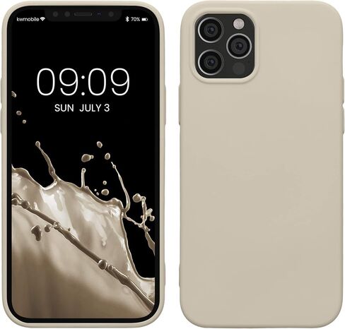 kwmobile Case Compatible with Apple iPhone 12 / iPhone 12 Pro Case - Slim Protective TPU Silicone Phone Cover - Cream in Kuwait