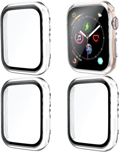 GEAK متوافق مع حافظة ساعة Apple 38 مم، واقي شاشة Apple Watch 38 مم، غطاء حماية كامل من الصدمات من البولي كربونات لـ iWatch SE Series 3/2/1 النساء والرجال 4 عبوات أسود/شفاف/ذهبي وردي/فضي in Kuwait
