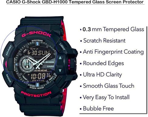 MOTONG For Casio Men's G-Shock Move GBD-H1000-8CR Screen Protector - Tempered Glass Screen Protectors For Casio Men's G-Shock Move GBD-H1000-8CR Watch,9 H Hardness,0.3mm Thickness,Made From Real Glass in Saudi Arabia