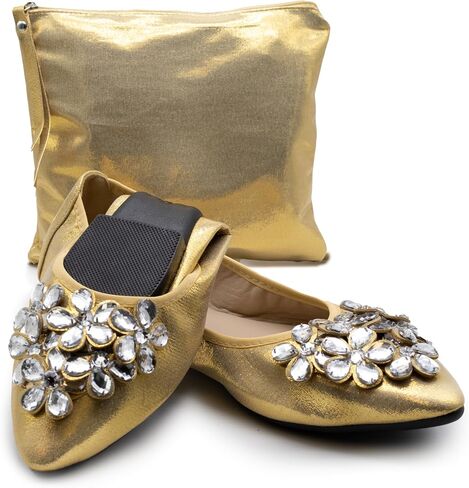 Foldable Flats for Women | Dressy Comfortable Rhinestone Shoes for Weddings in Saudi Arabia