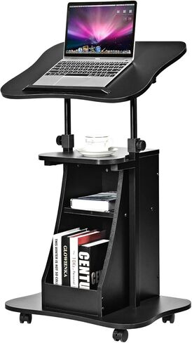 Lift Table, Computer, Mobile, Height Workstation, Adjustable Standing Laptop Desk with Rolling Casters, Black in Saudi Arabia
