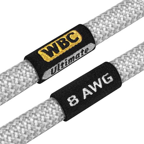 أفضل الكابلات في العالم 4 وحدات - 6 بوصة ULTIMATE - 8 AWG - OFC فائقة النقاء - كابلات توصيل مكبرات الصوت HiFi المتميزة مع الموز الذهبي البارز ومقابس الأشياء بأسمائها الحقيقية وسترة تويد فضية in Saudi Arabia