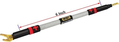 أفضل الكابلات في العالم 4 وحدات - 6 بوصة ULTIMATE - 8 AWG - OFC فائقة النقاء - كابلات توصيل مكبرات الصوت HiFi المتميزة مع الموز الذهبي البارز ومقابس الأشياء بأسمائها الحقيقية وسترة تويد فضية in Saudi Arabia
