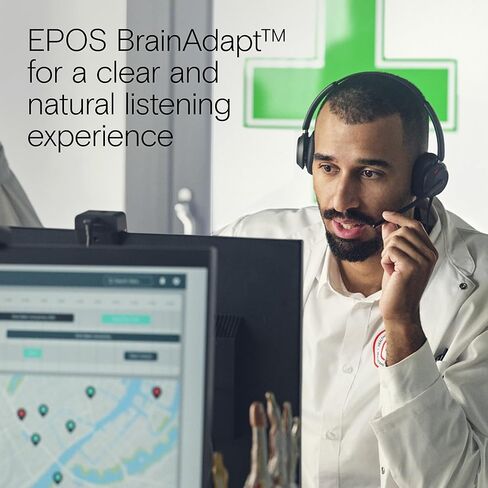 سماعة رأس EPOS Impact 760T Office مع ميكروفون - معتمدة لـ Microsoft Teams، وإلغاء الضوضاء، ومنفذ USB C، وميكروفون مزدوج الجوانب، وميكروفون متكيف، وAI، وActiveGard، وراحة طوال اليوم، وسماعة رأس سلكية in Kuwait