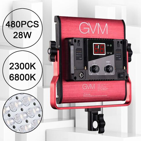GVM Photography Lighting with App Control, 2300k-6800k Led Video Light Panel with Digital Display for Video Recording, Brightness of 10-100% Studio Lights for YouTube/Gaming/Film in Saudi Arabia