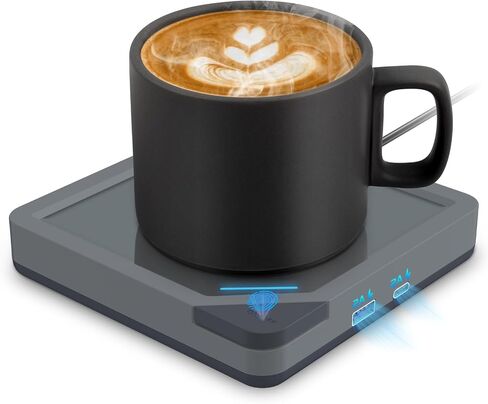 Coffee Mug Warmer: Candle Warmer Coffee Warmer for Desk Auto Shut Off Candle Wax Warmer for Scented Wax Smart Heated Mug Warmer for Coffee, Tea, Hot Chocolate, Milk Wood Grain no Mug in Kuwait