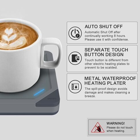 Coffee Mug Warmer: Candle Warmer Coffee Warmer for Desk Auto Shut Off Candle Wax Warmer for Scented Wax Smart Heated Mug Warmer for Coffee, Tea, Hot Chocolate, Milk Wood Grain no Mug in Kuwait