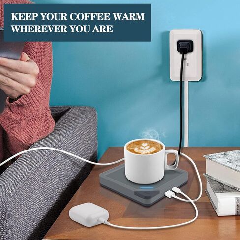 Coffee Mug Warmer: Candle Warmer Coffee Warmer for Desk Auto Shut Off Candle Wax Warmer for Scented Wax Smart Heated Mug Warmer for Coffee, Tea, Hot Chocolate, Milk Wood Grain no Mug in Kuwait