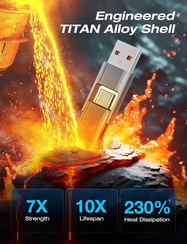 USB C Cable [65W 4 in 1 Charging Cable with LED Display] Flat Braided Multi Charging Cord with Data Sync, Type C Charger Cable Combo Type C/USB A/L Port for iPhone/iPad/Samsung/MacBook, 5ft in Saudi Arabia
