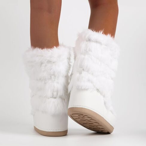 IXU Women's Faux Fur Boots Furry Snow Boots for Women Mid Calf Winter Boots Black White Brown Grey Fluffy Boots Fuzzy Custome Shoes in Saudi Arabia
