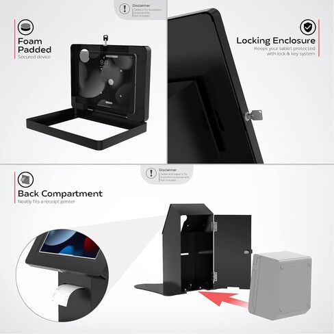 Locking Kiosk & Enclosure – Premium Locking Floor Stand Kiosk with Universal Security Enclosure - Storage and Cable Management for Retail POS - Ordering Screens & More - Black (PAD-PARAFPE) in Kuwait