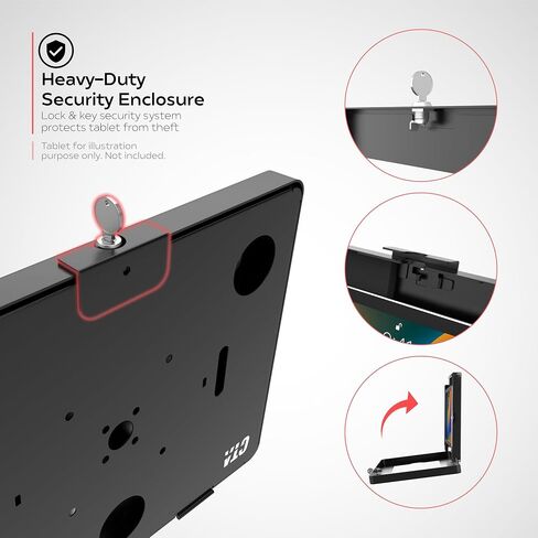 Locking Kiosk & Enclosure – Premium Locking Floor Stand Kiosk with Universal Security Enclosure - Storage and Cable Management for Retail POS - Ordering Screens & More - Black (PAD-PARAFPE) in Kuwait